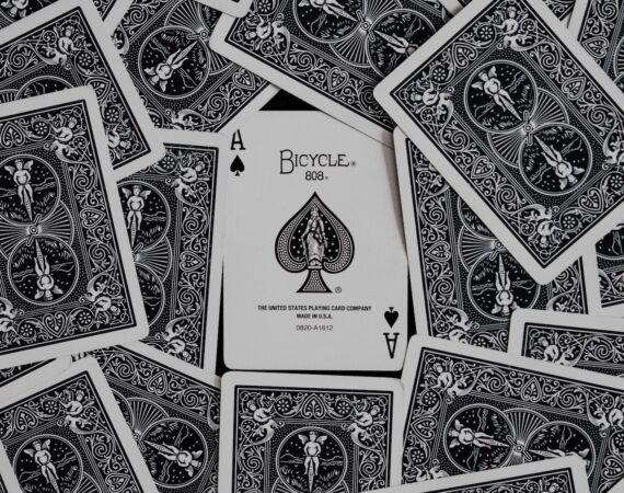 white and blue playing cards