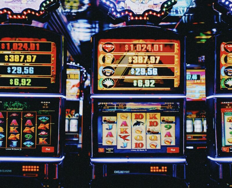 black and blue slot machine